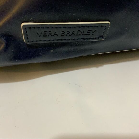 VERA BRADLEY Drawstring Backpack In Navy Blue Faux Leather Vegan - Picture 3 of 12